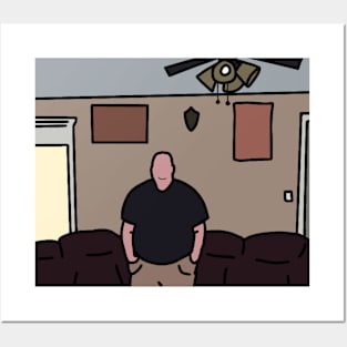 Handdrawn Guy Standing Under The Ceiling Fan Meme Posters and Art